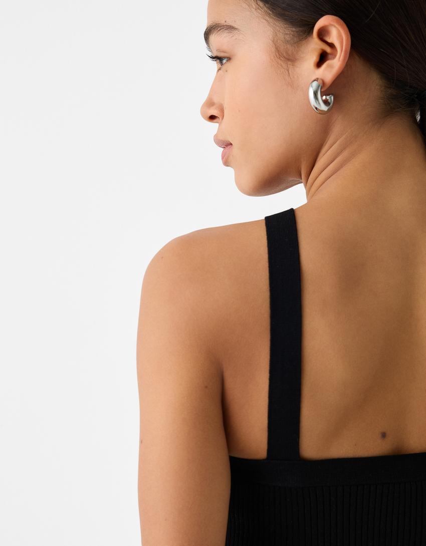 Viscose halterneck top-Black-5