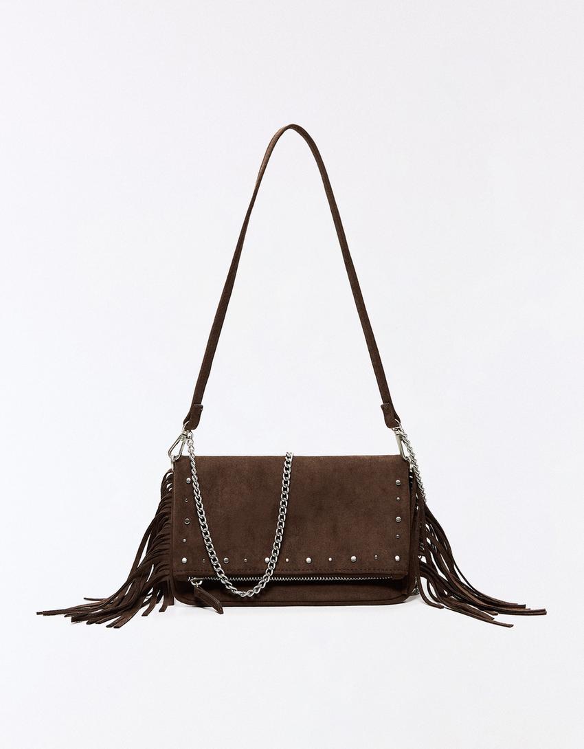 Sac à franges et clous-Marron