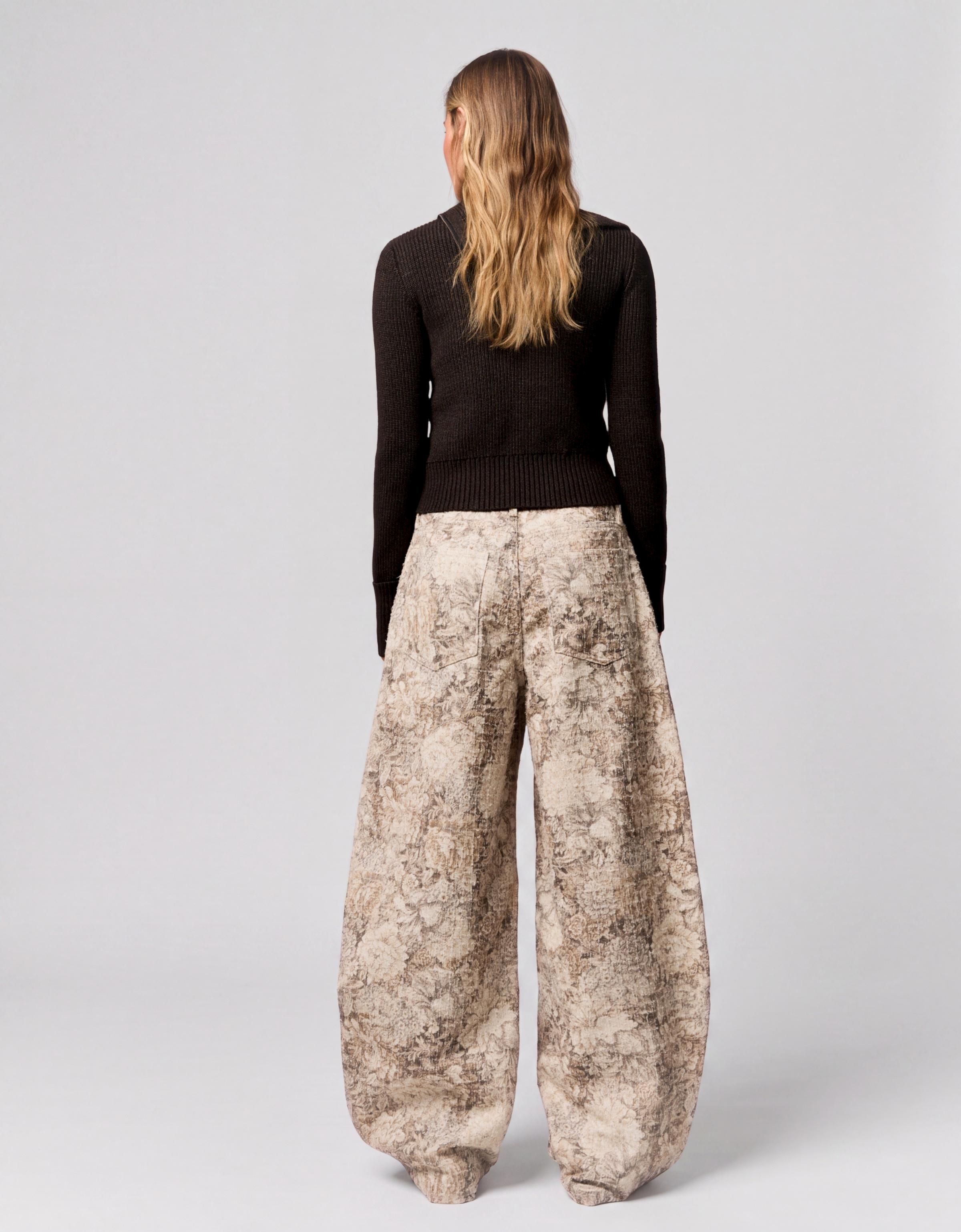 Printed barrel-leg trousers — Sand