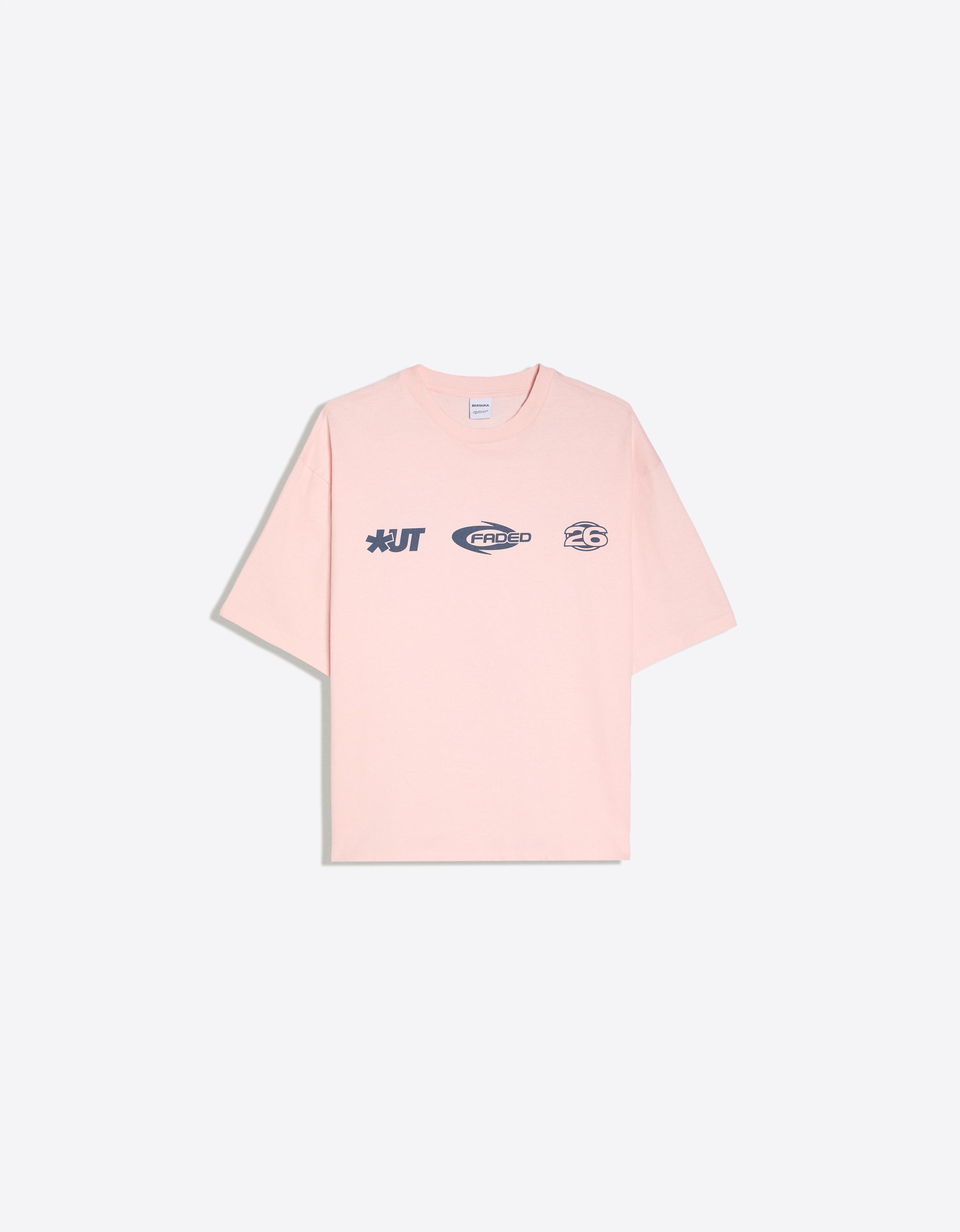Boxy fit print T-shirt — Pink