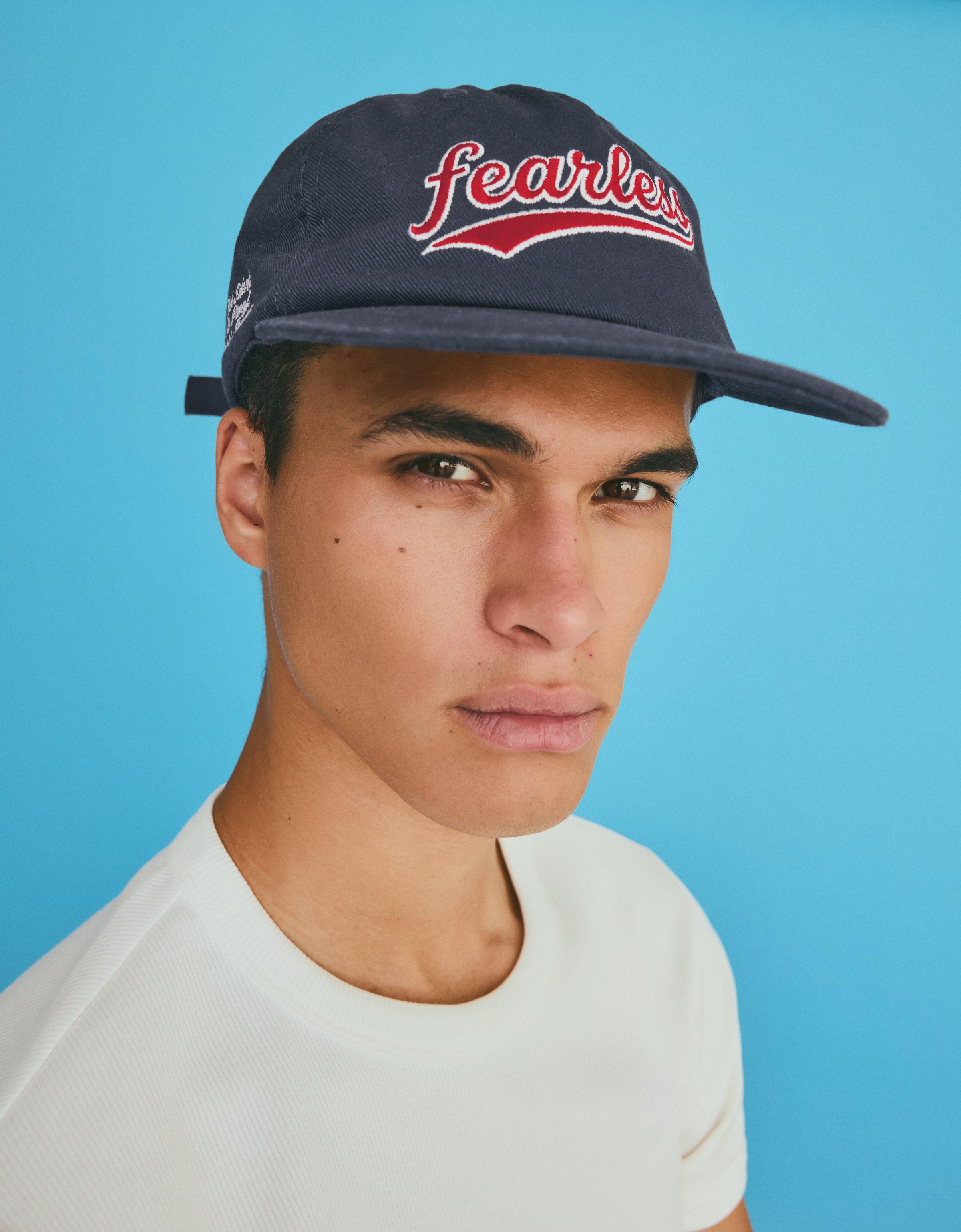 Embroidered flat peak cap — Navy