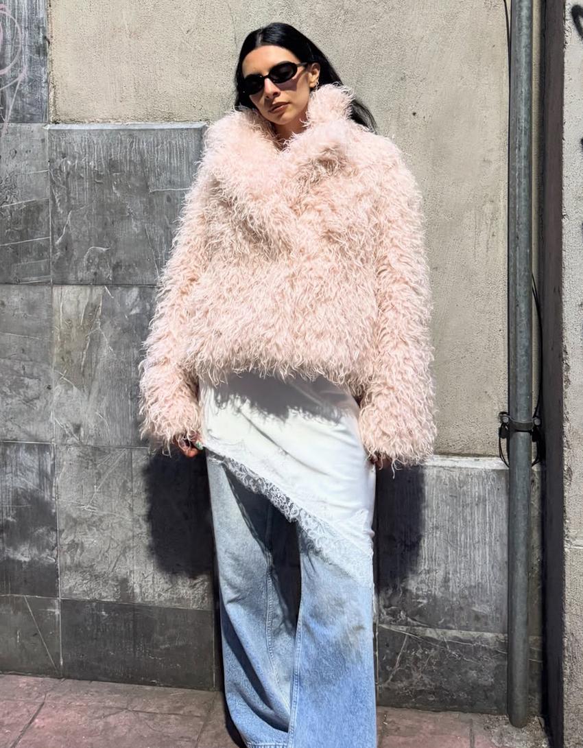 Faux fur jacket-Pink