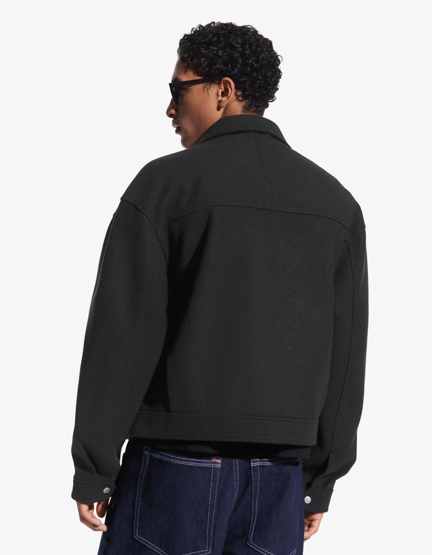 Kurtka flauszowa na zamek-Czarny