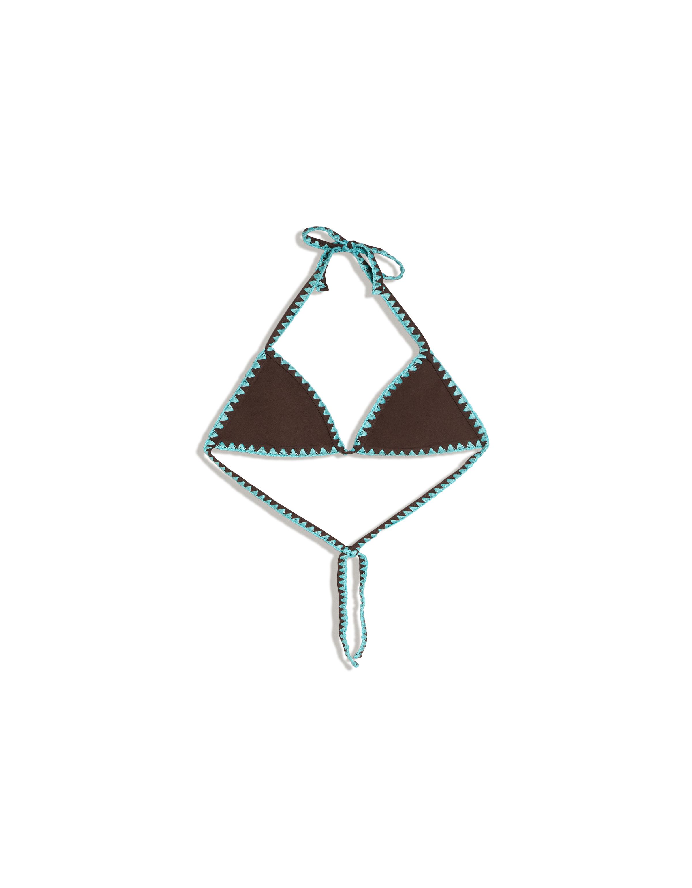 Contrast stitch bikini top — Brown