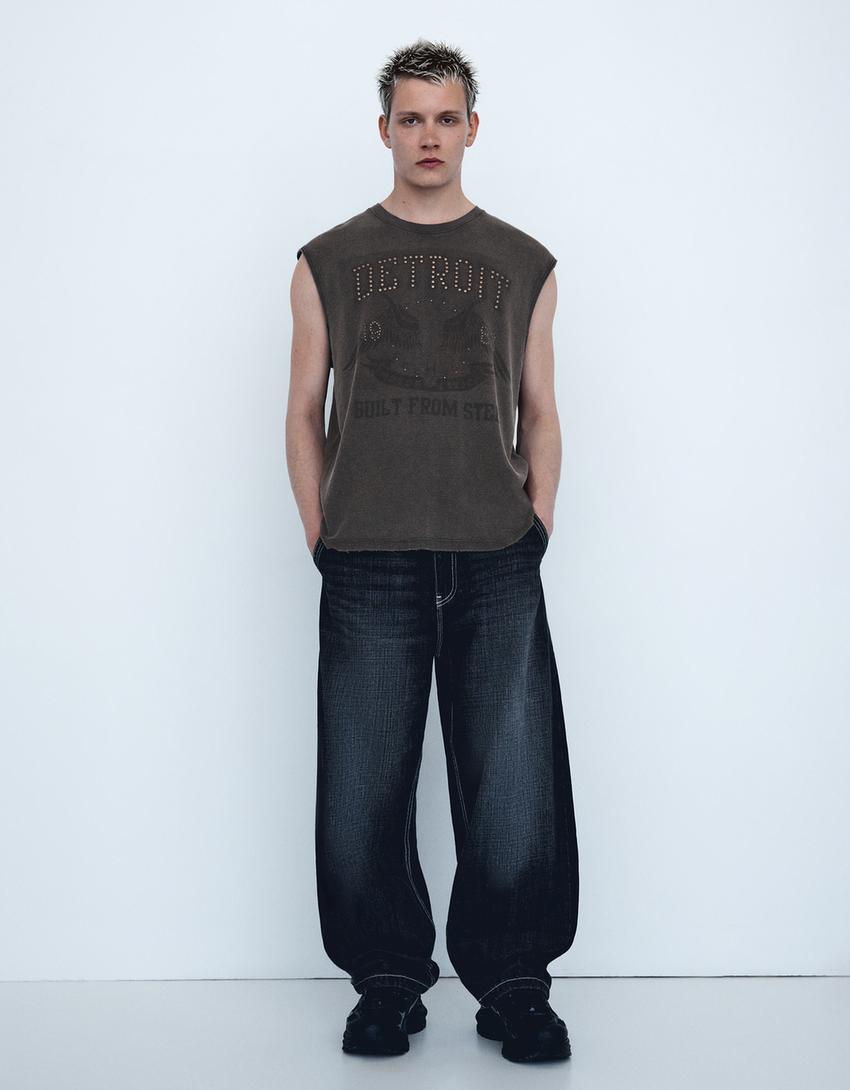 T-shirt workwear imprimé-Gris