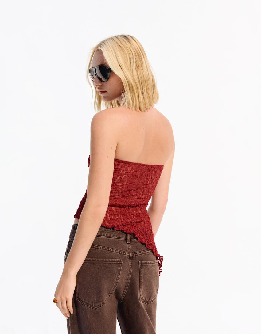 Kanten bandeau top-Bordeaux