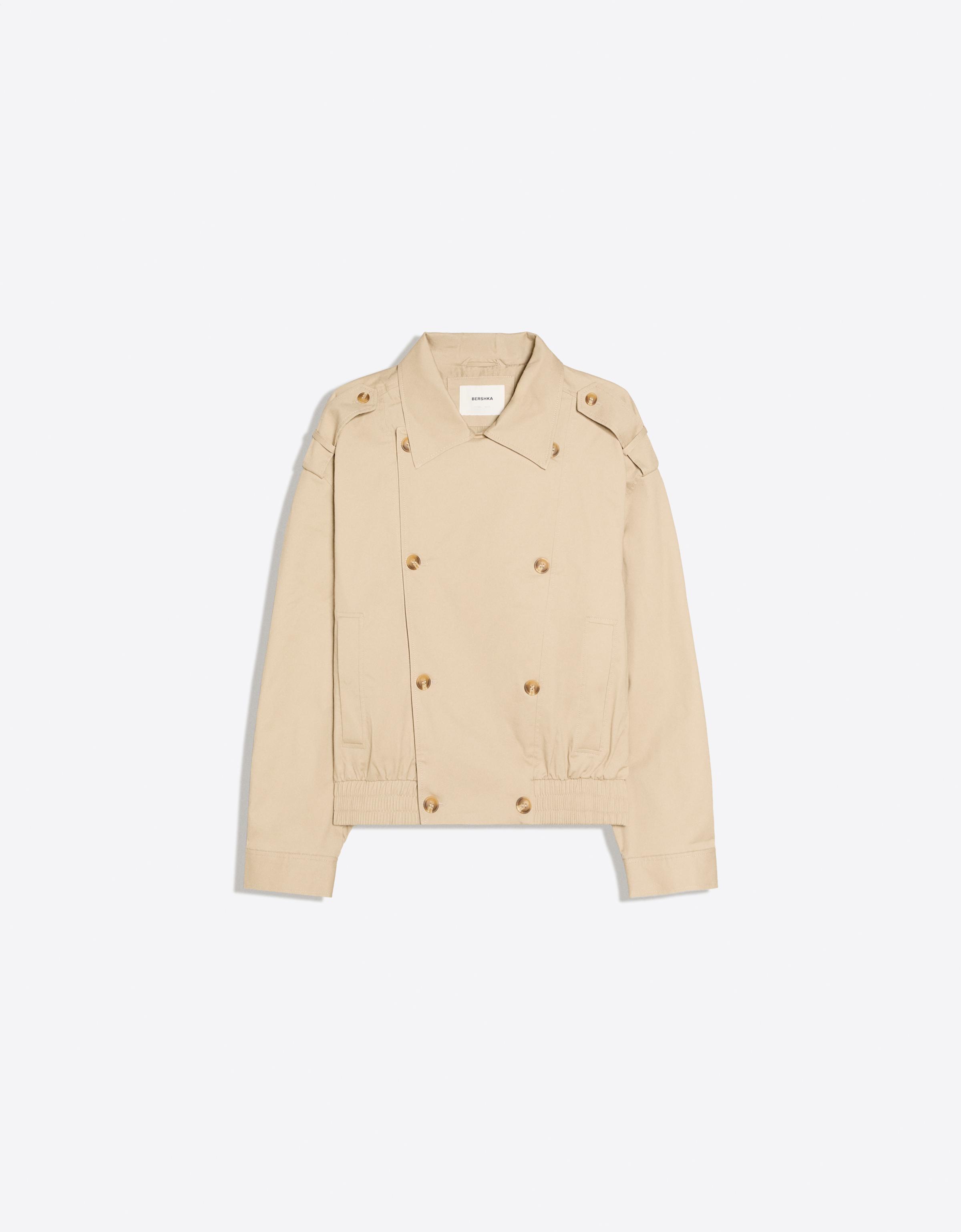 Cropped trench jacket — Camel