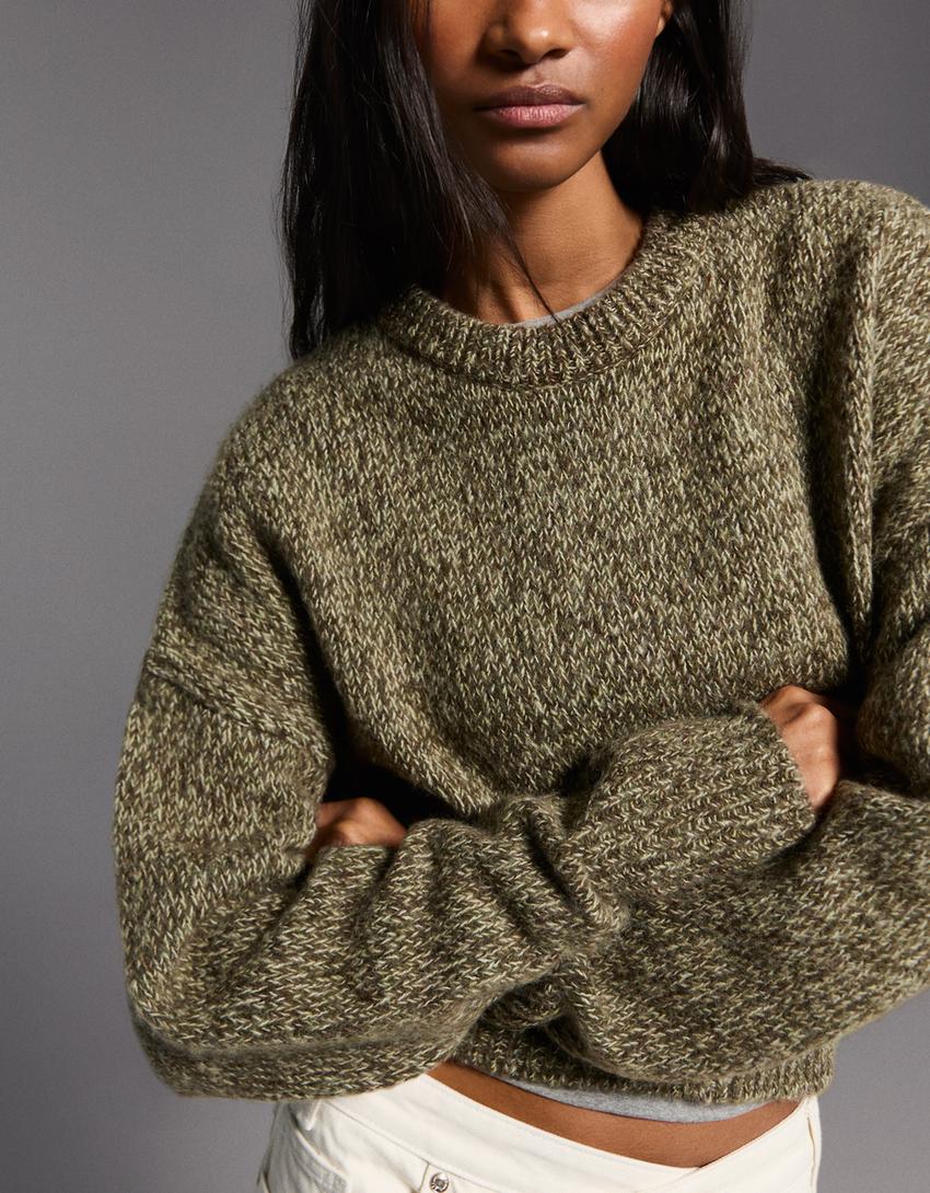 Pullover mit körpernah geschnittenem Bund-Grün