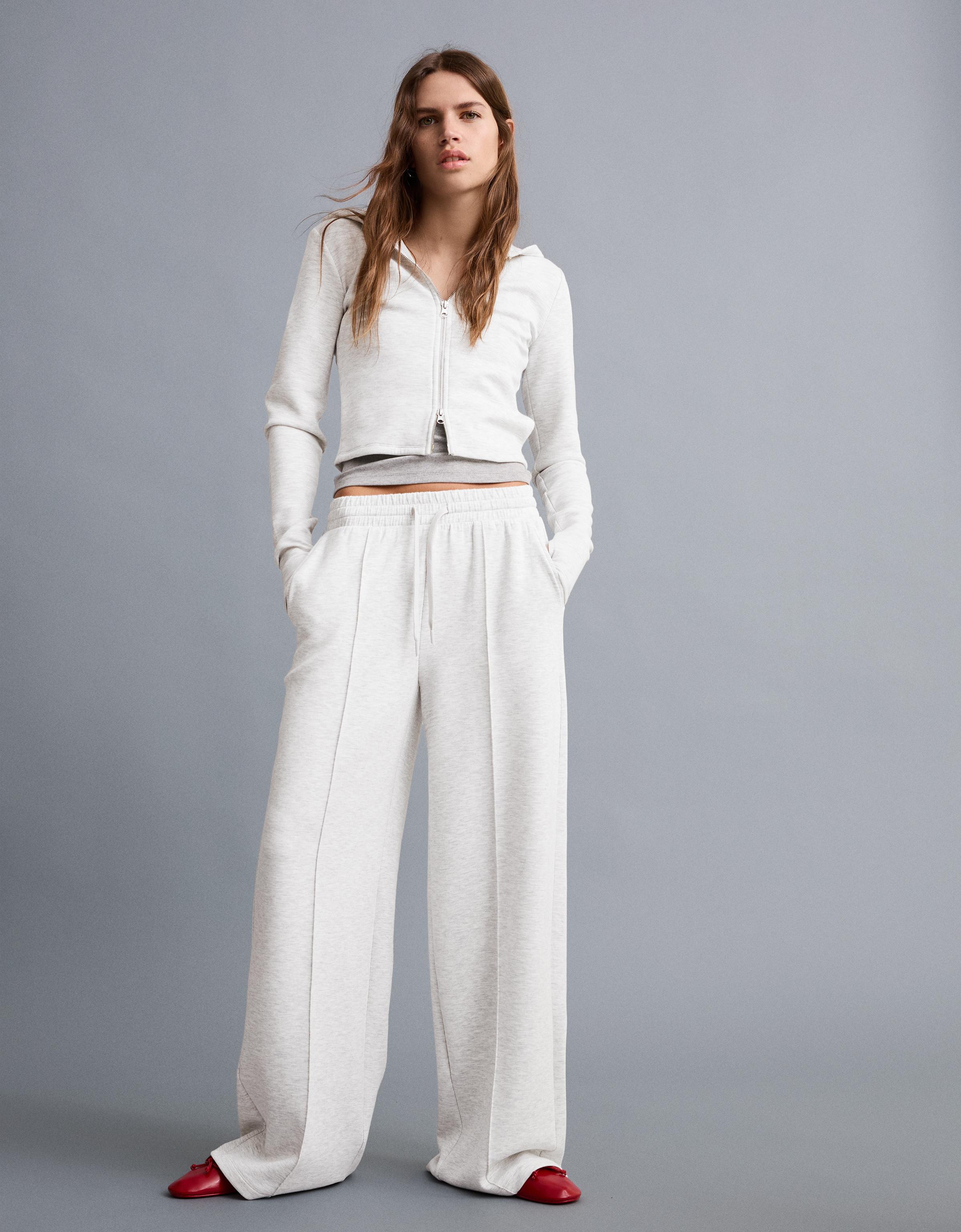 Kapüşonlu modal fermuarlı sweatshirt