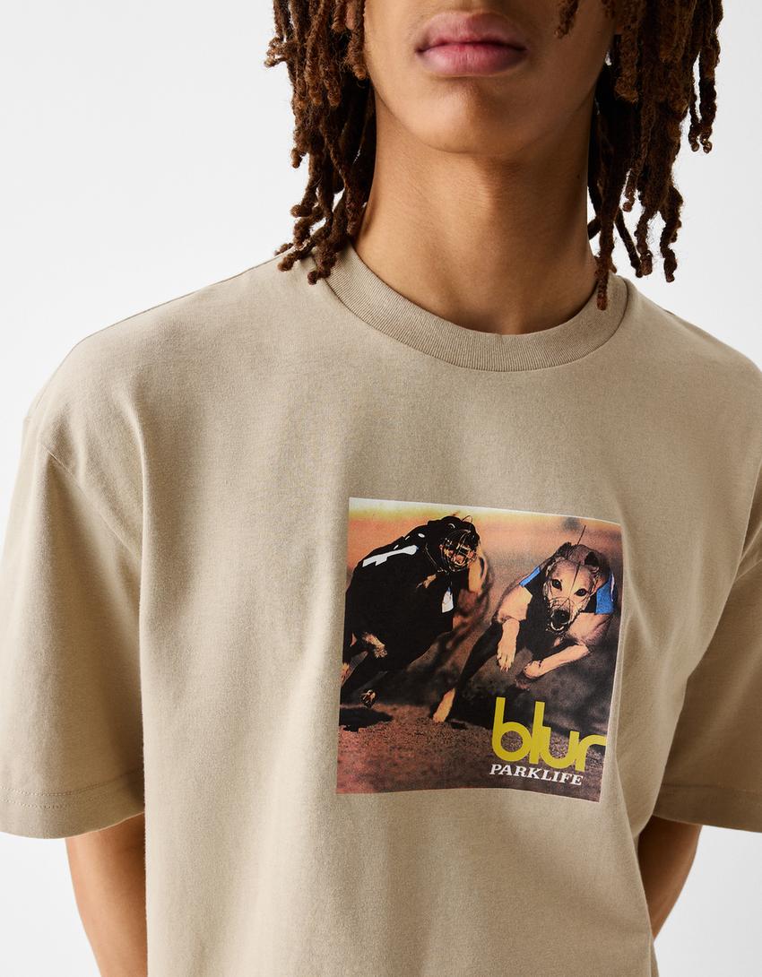 T-shirt manches courtes boxy fit imprimé Blur-Camel-6