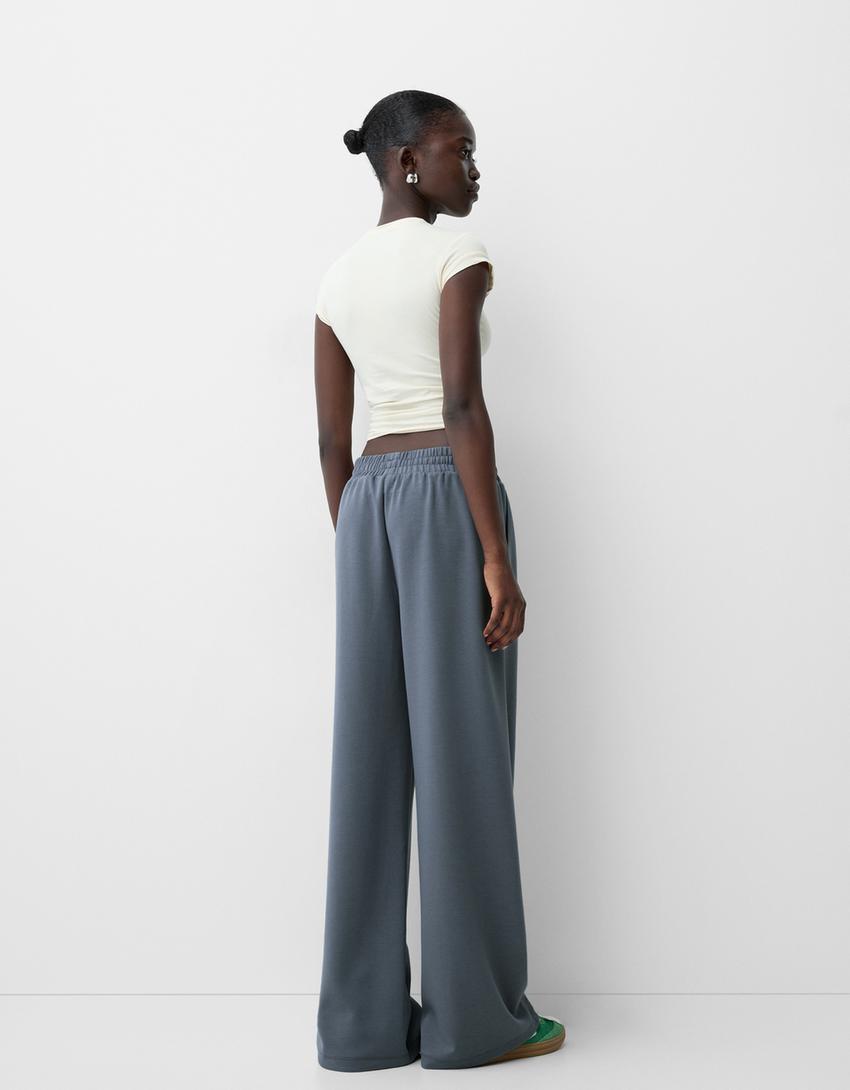 Pantalón wide leg soft touch-Gris oscuro-2