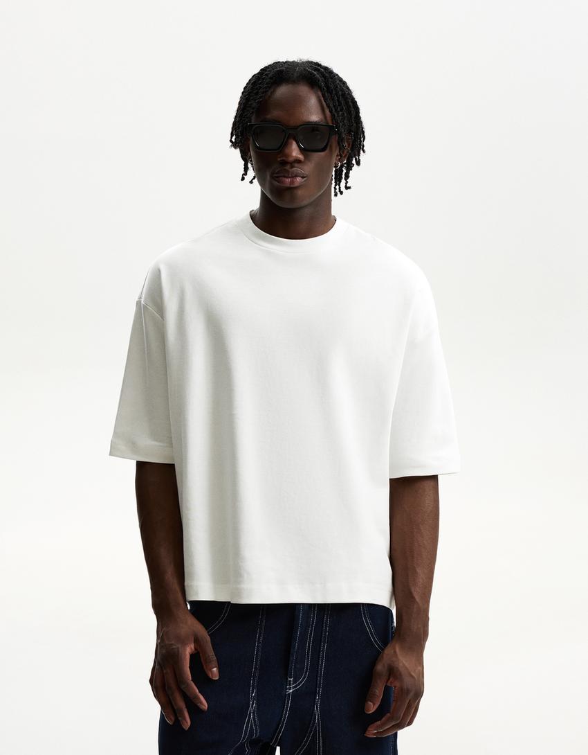 Camiseta manga corta boxy Hombre Bershka