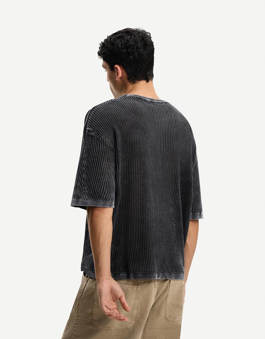Short-sleeved mesh T-shirt-Black