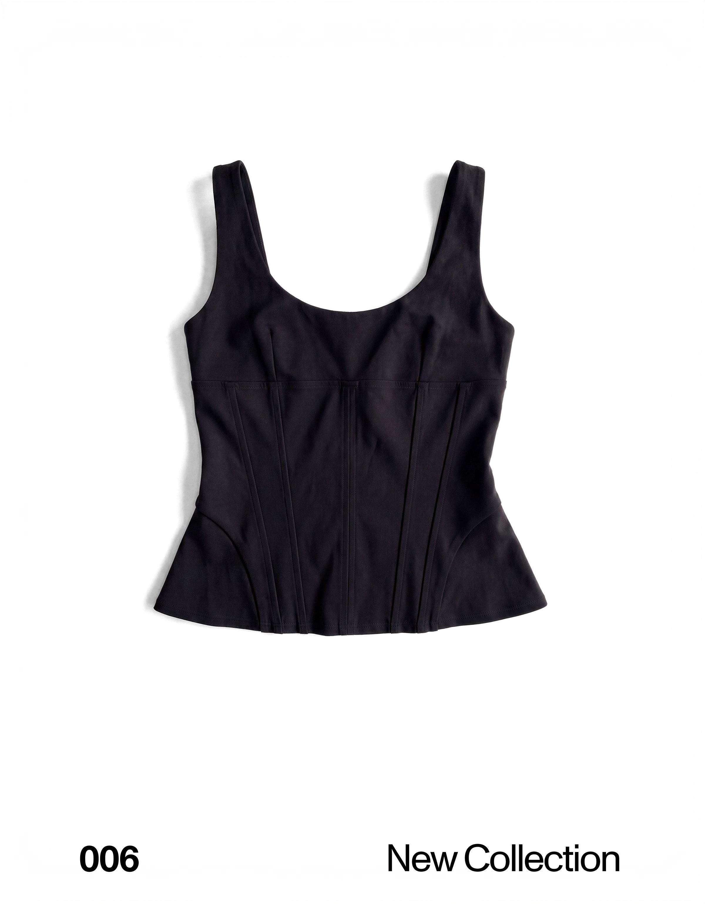 Structured tie-back top — Black