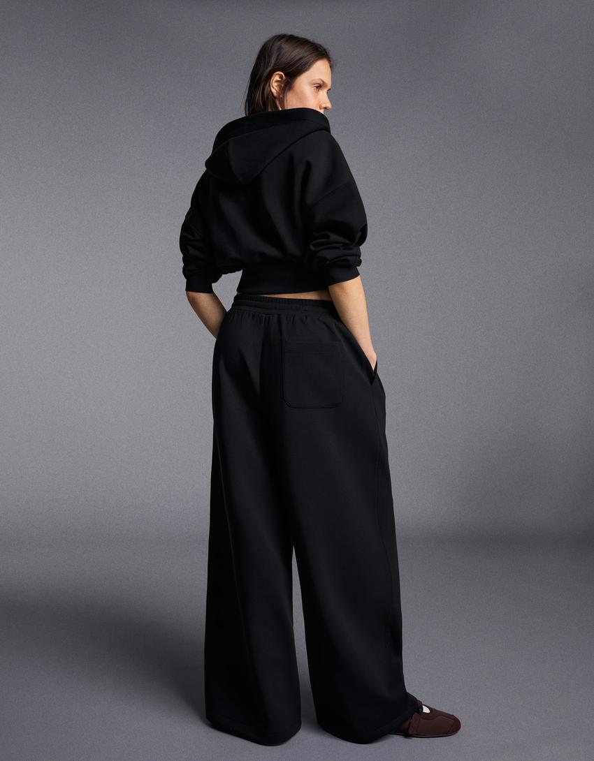 Barrel fit modal pantolon-Siyah