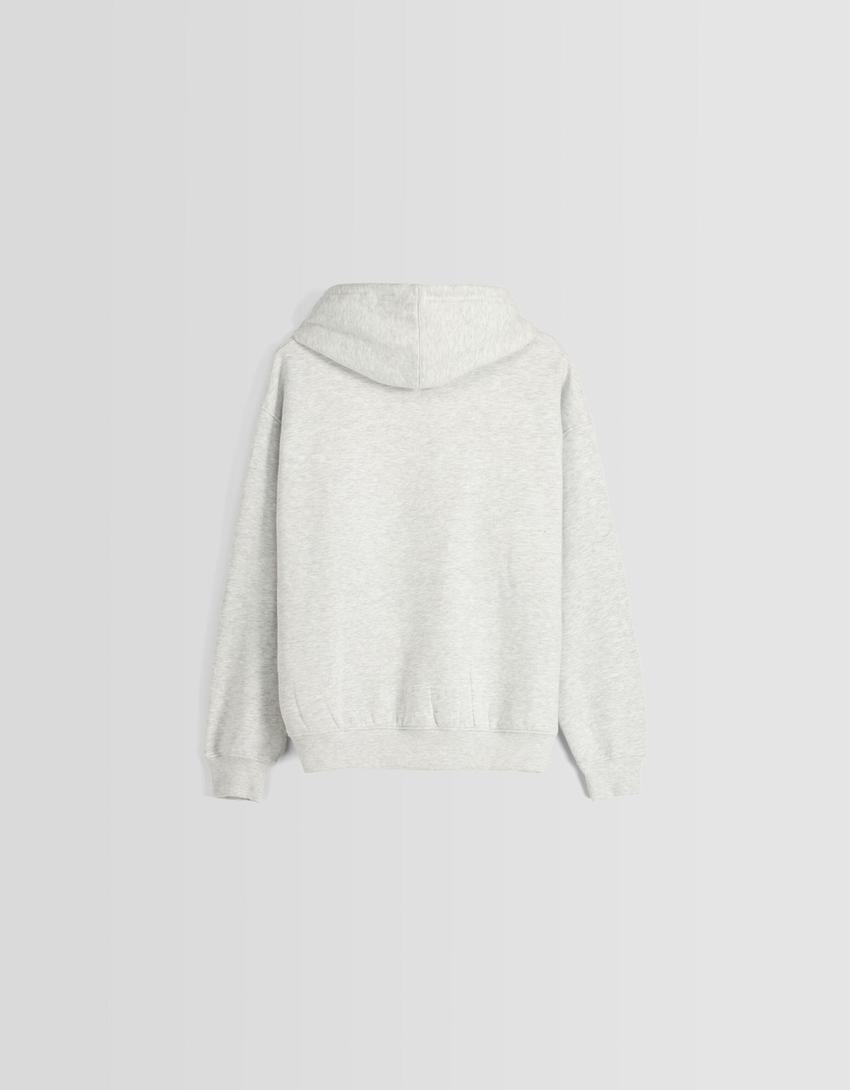 Oversize zip-up hoodie-Grey-5