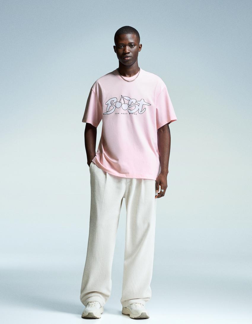 T-shirt manches courtes imprimé-Rose-3