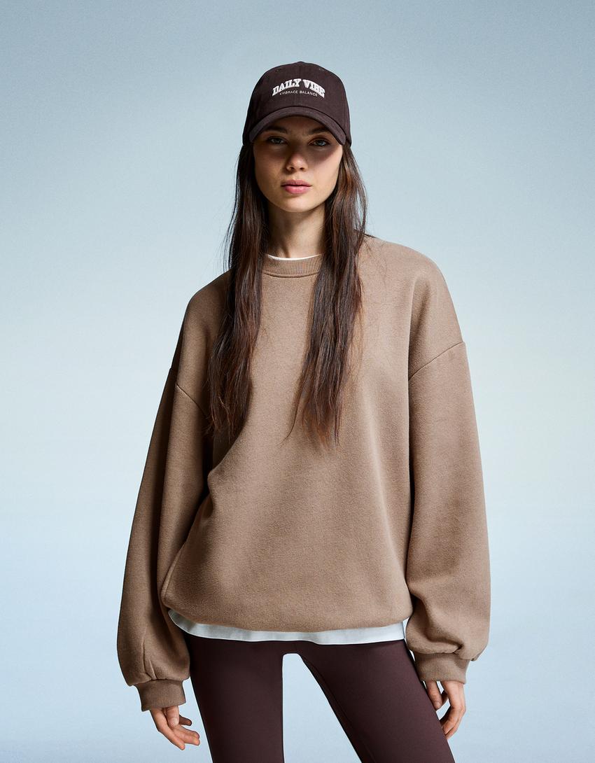 Sweat oversize à poches-Taupe-1