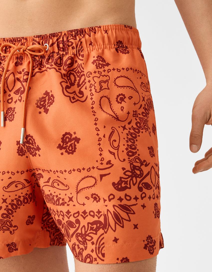 شورت سباحة بطبعة-برتقالي-6
