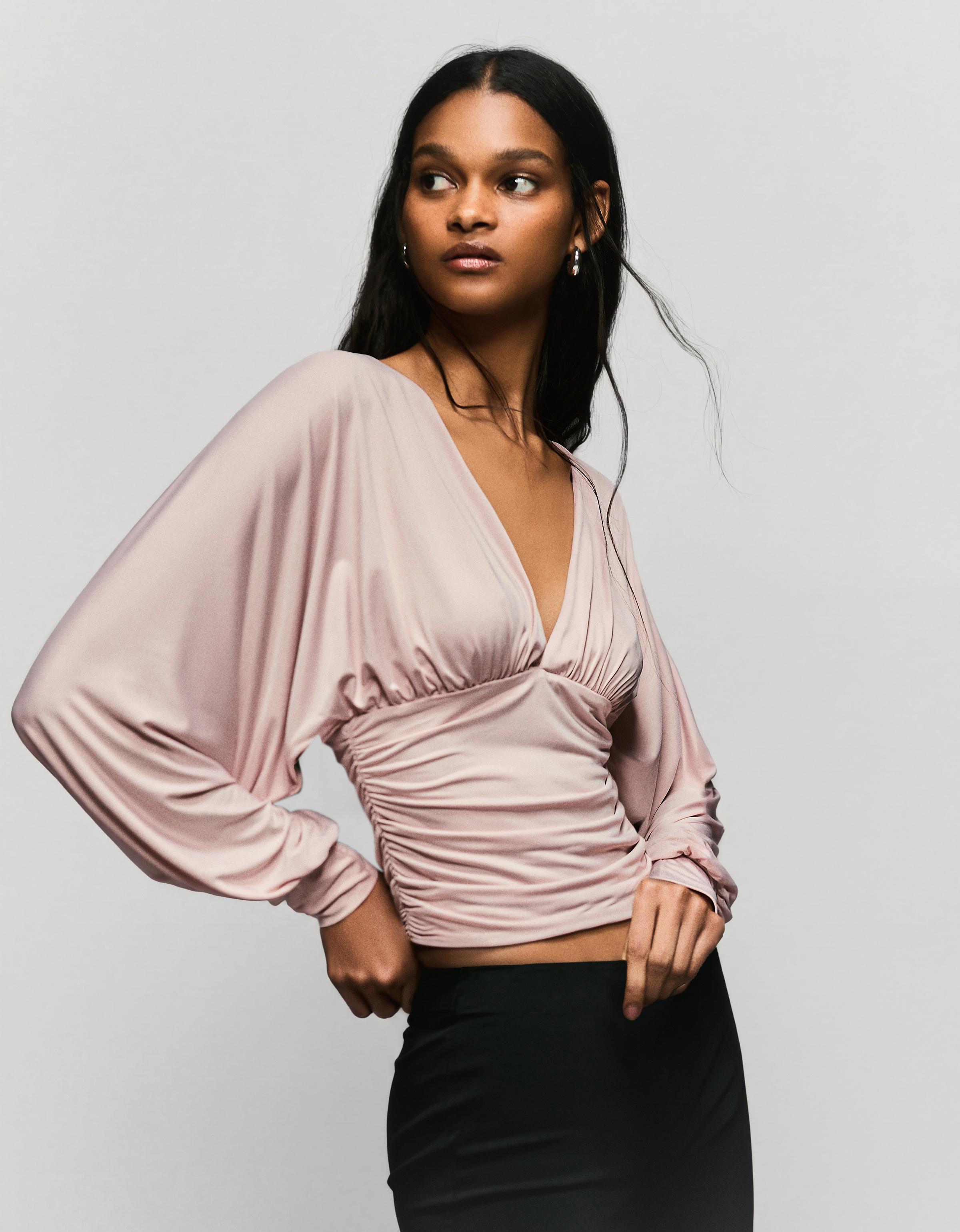 Uzun kollu büzgülü top - Görsel 20