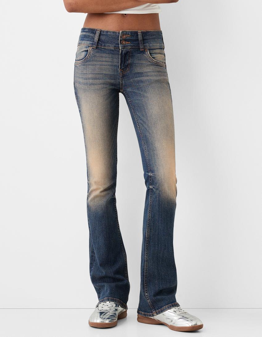 Low waist boot-cut jeans-Blue-1