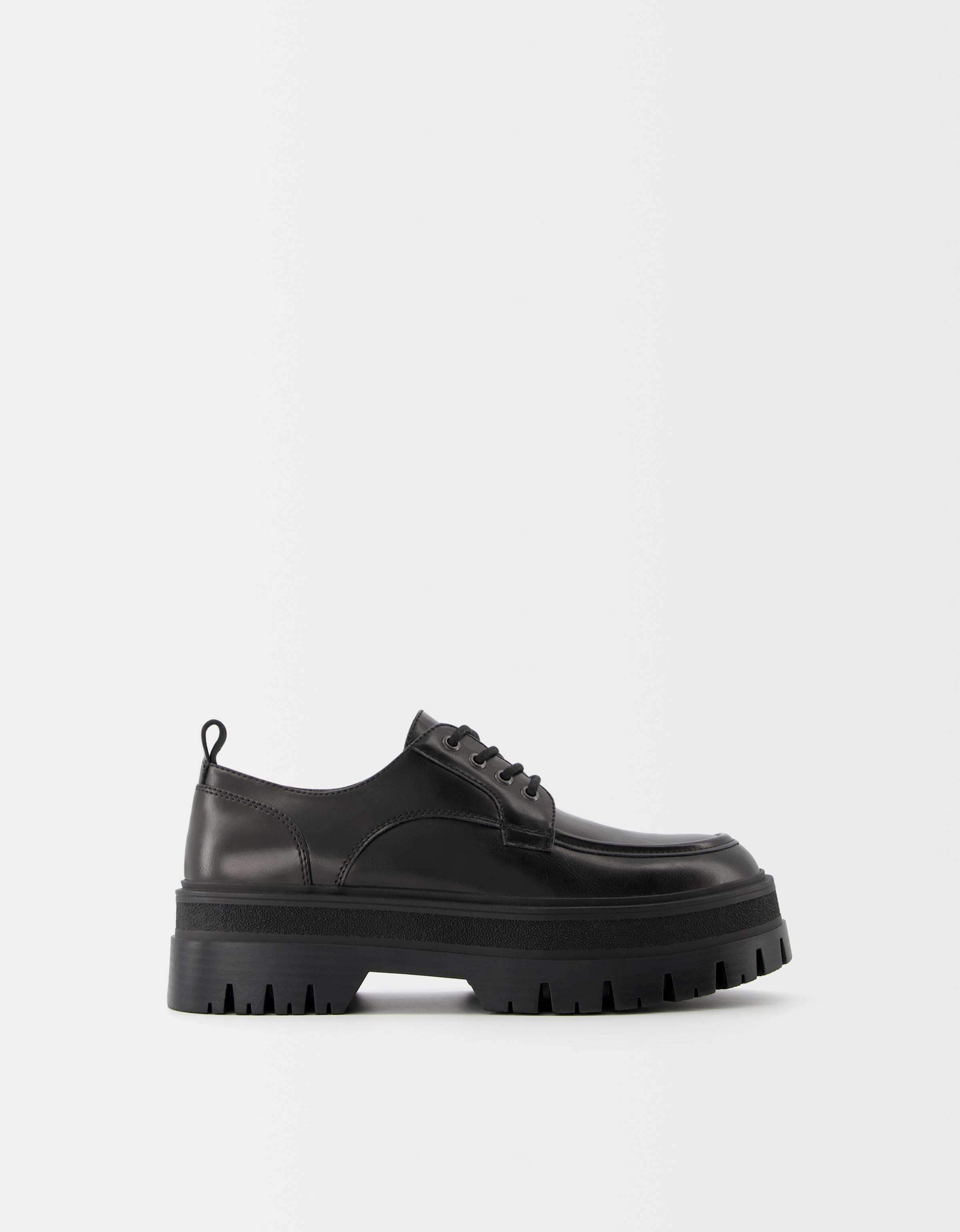 Bershka Schnürschuhe Profilsohle Herren 46 Schwarz