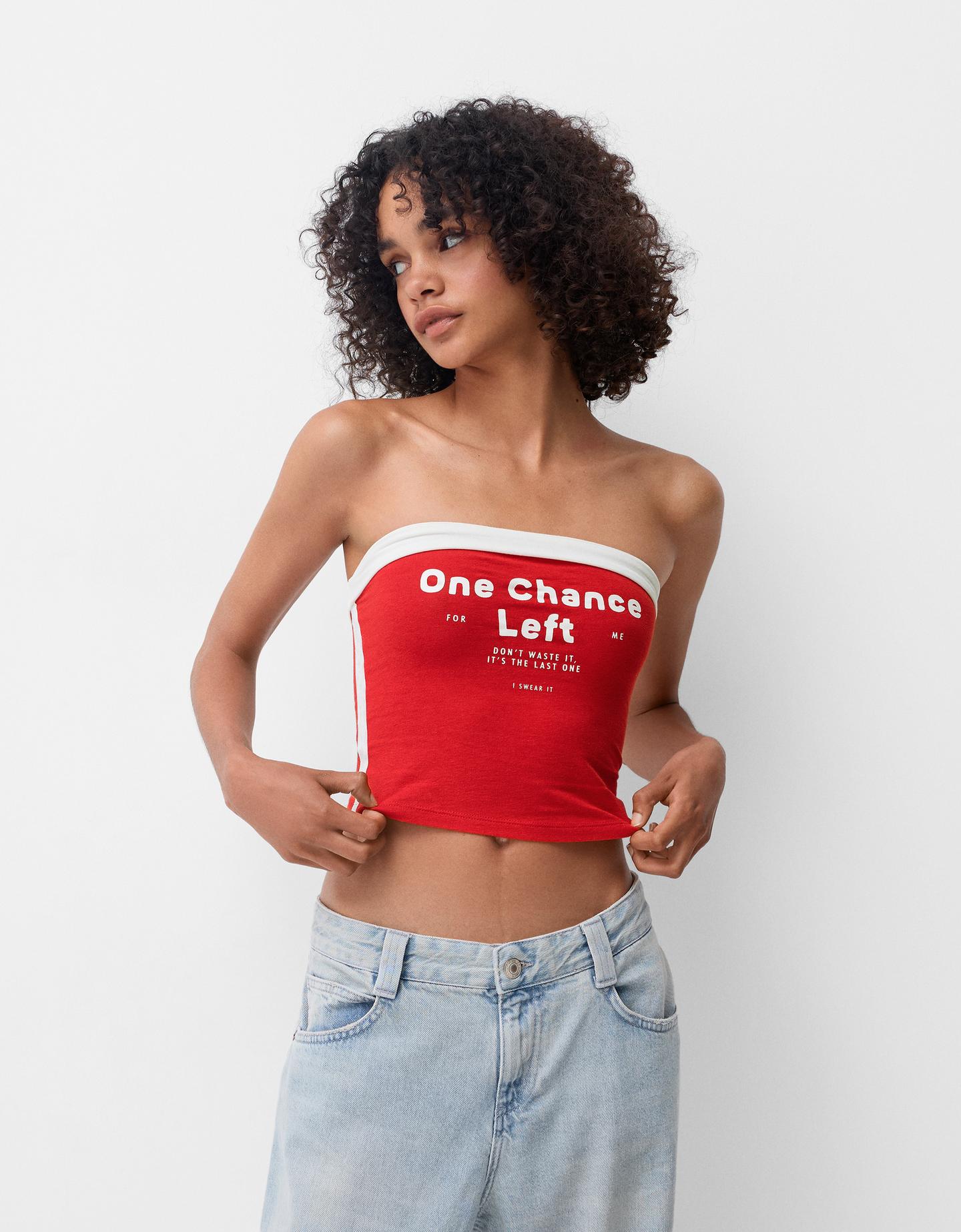 Bershka Bandeau-Top Mit Print Damen Xs Rot günstig online kaufen