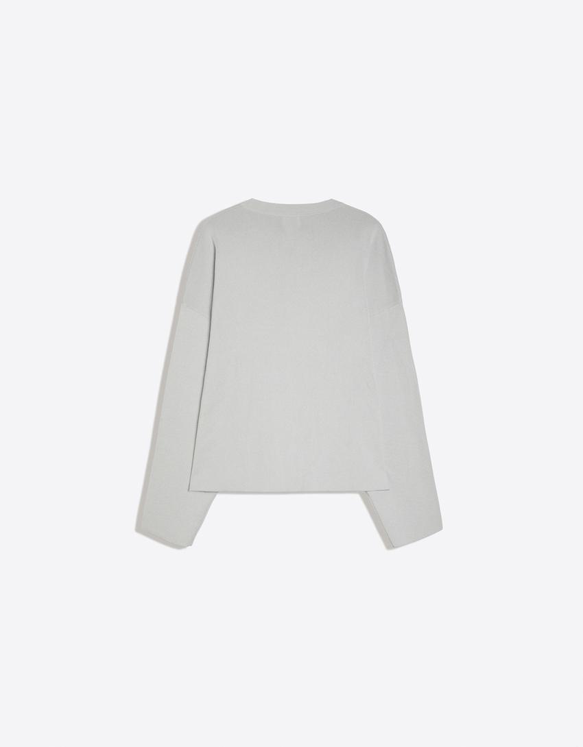 Jersey cuello redondo print-Gris