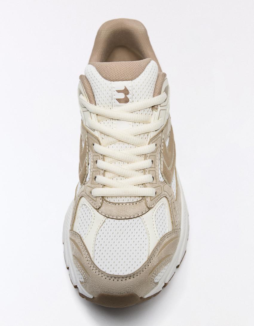 sneakers met meerdere vlakken-Zand