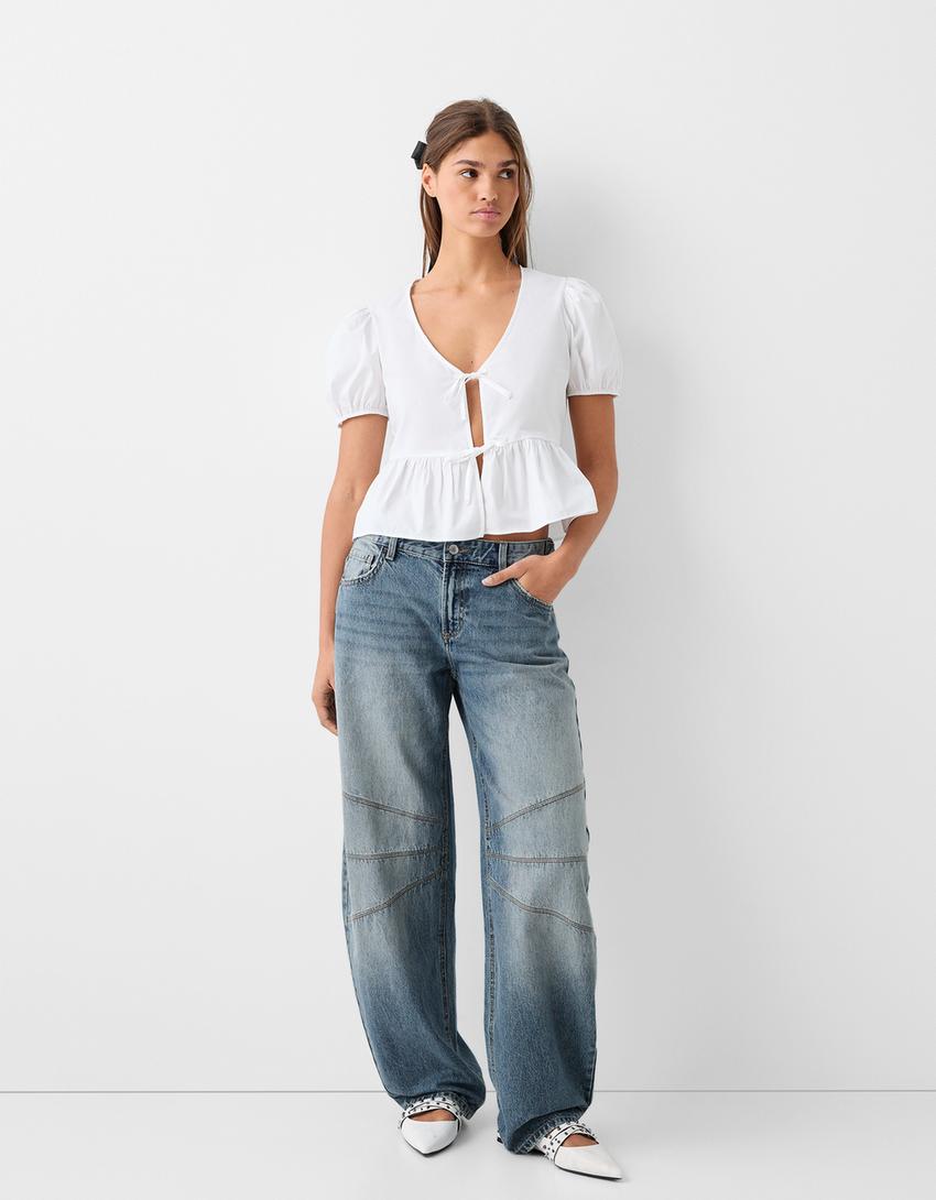 Jeans balloon low waist cortes - BSK Teen | Bershka