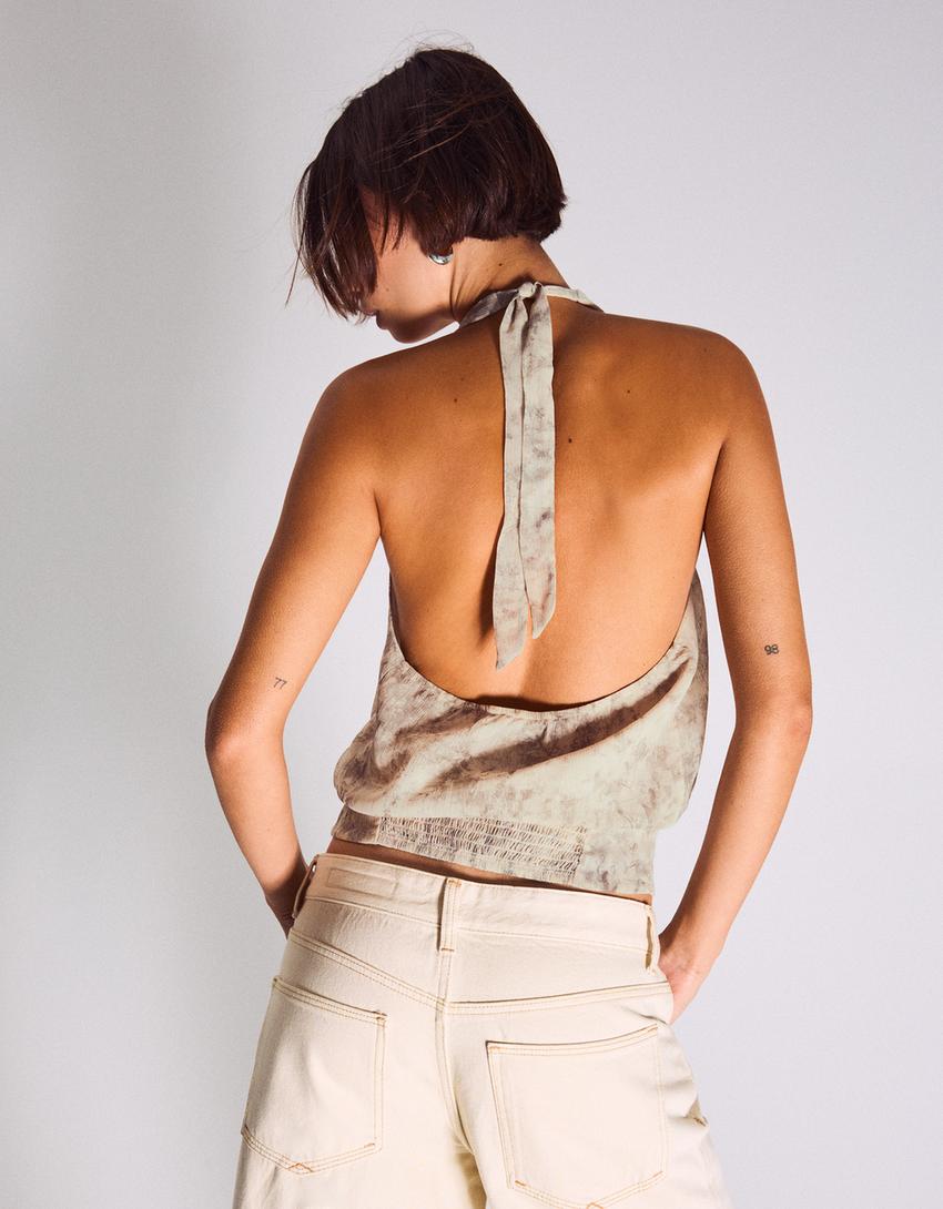 Top cruzado halter-Areia