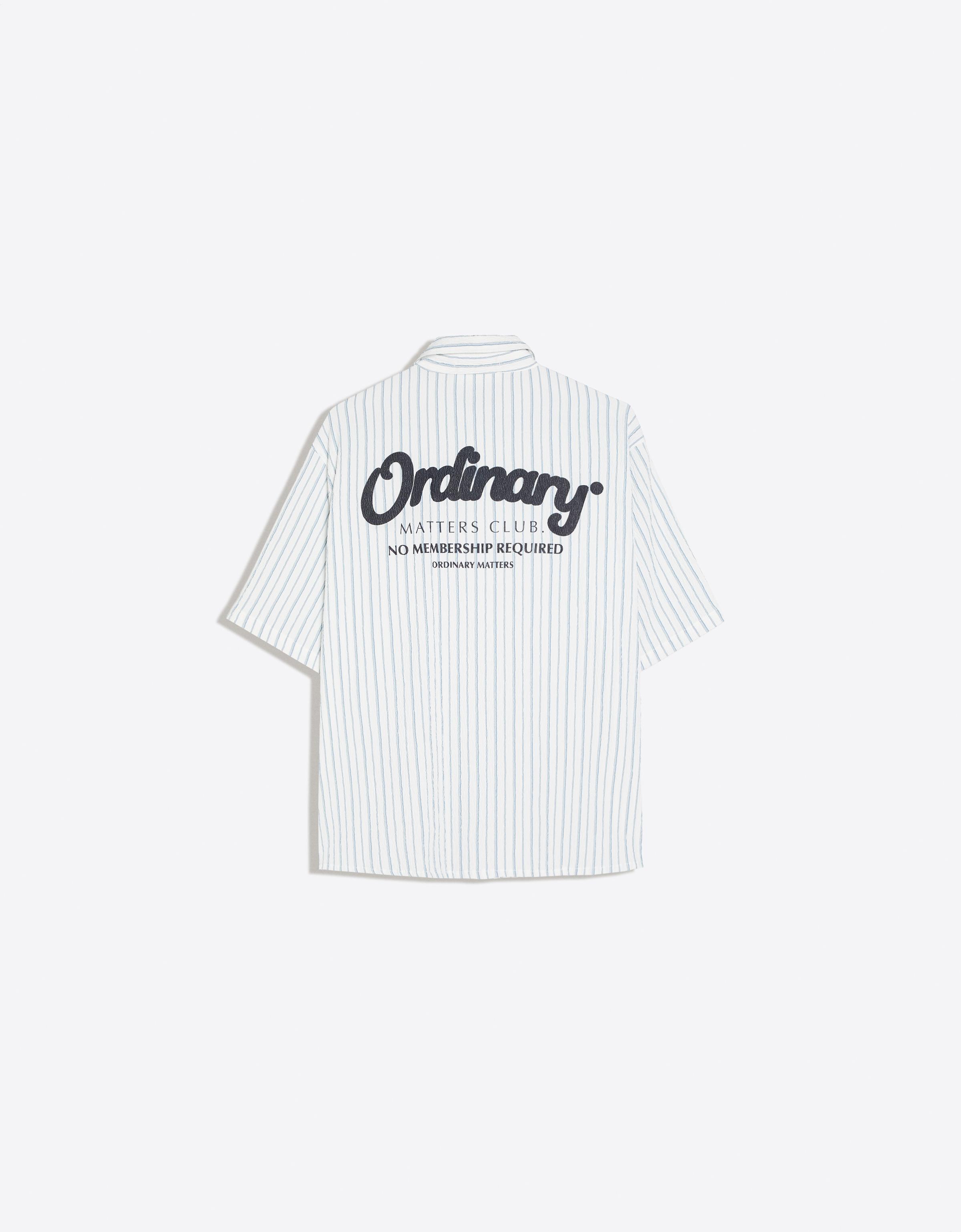 Short sleeve striped print shirt — White