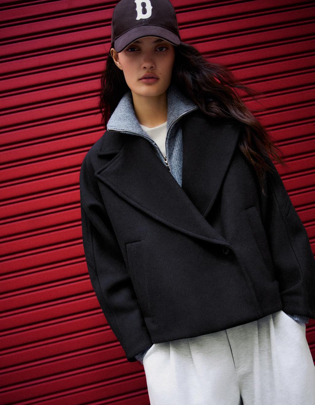 Felt-effect batwing sleeve jacket