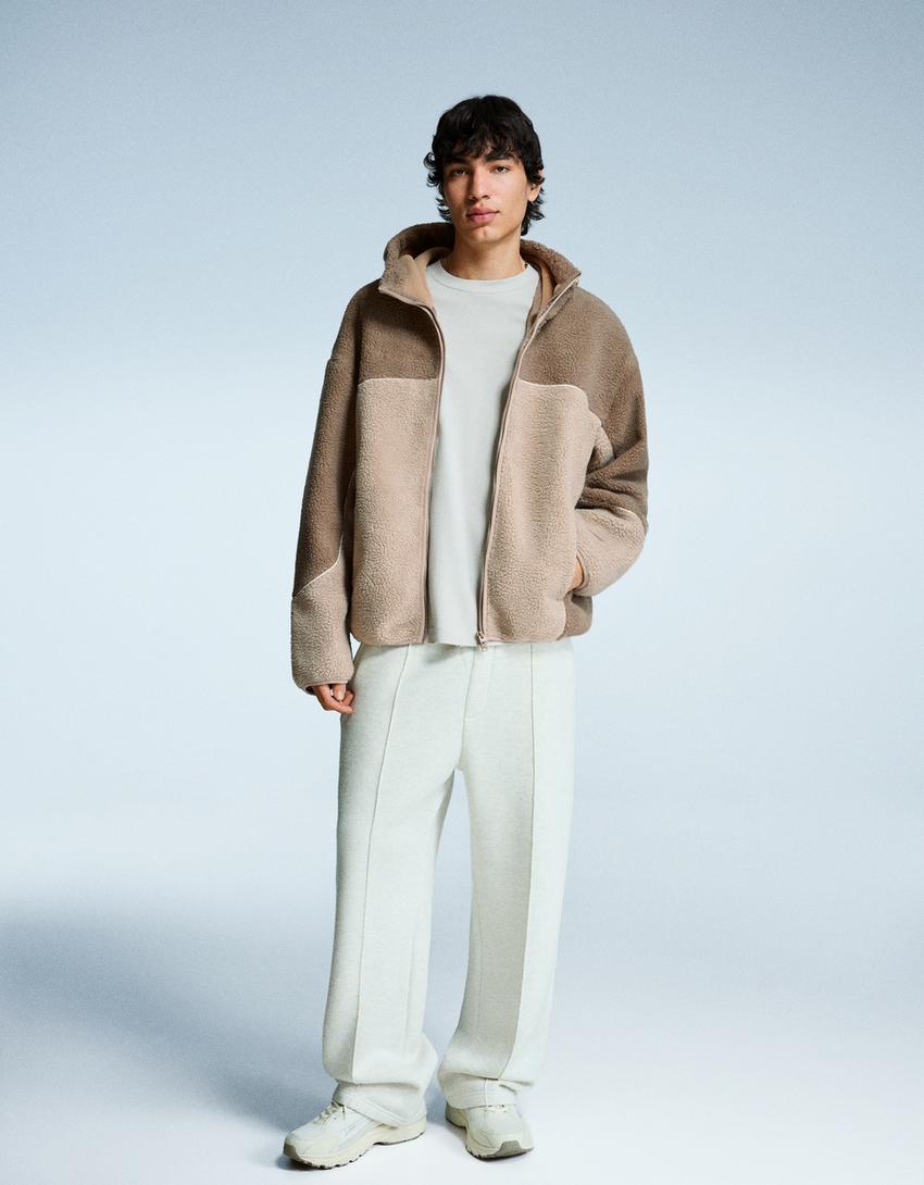 Faux shearling jacket-Camel