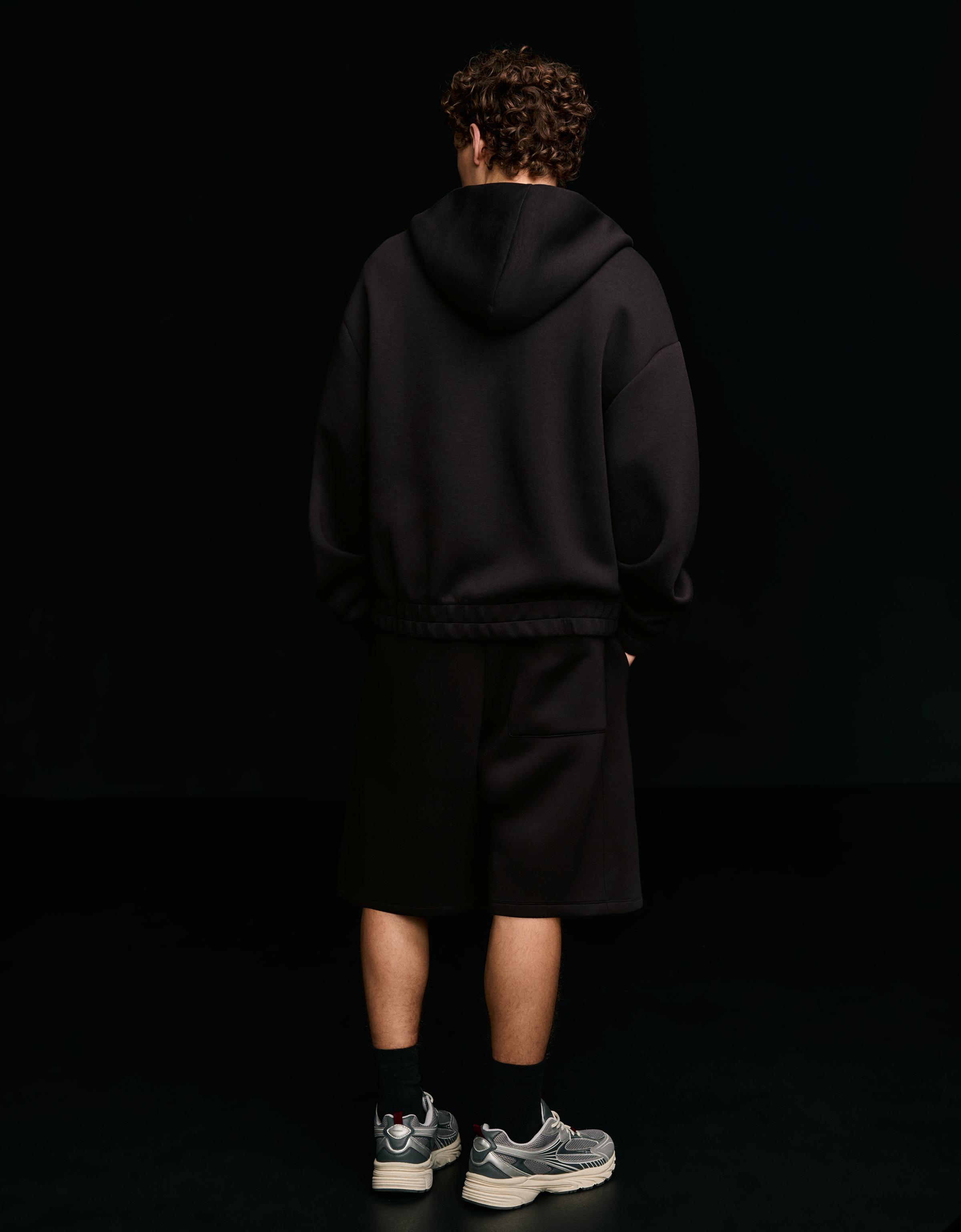 Oversize neoprene Bermuda shorts — Black