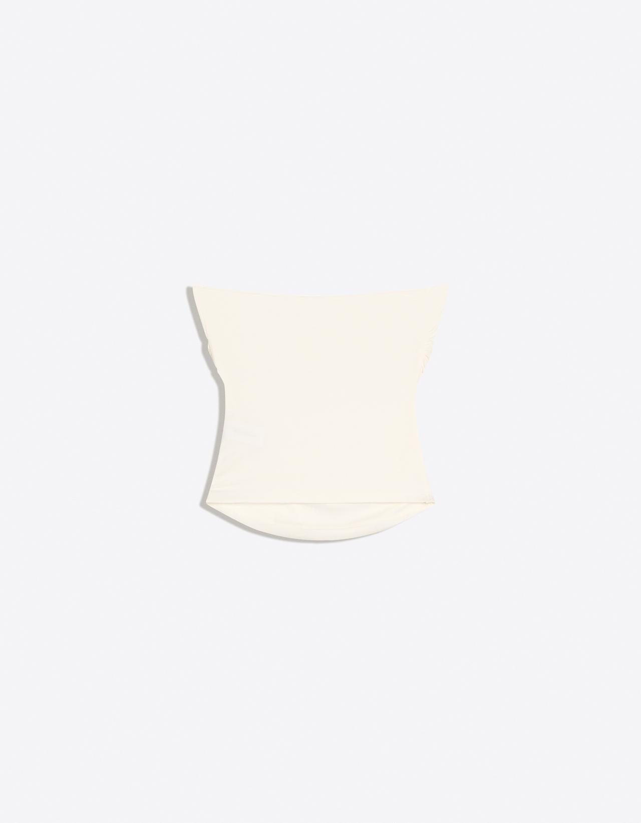 Ruched polyamide bandeau top — Off white