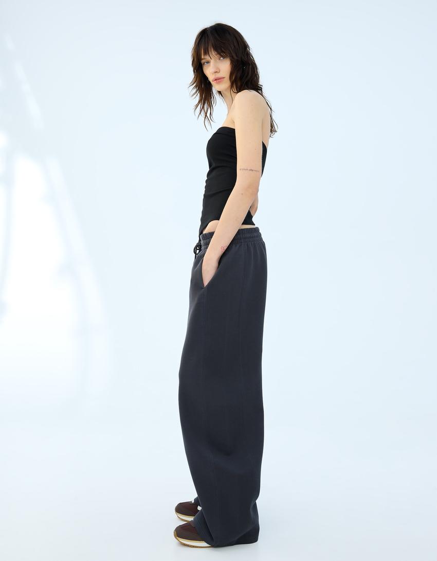 Pantaloni in felpa barrel-Grigio-1