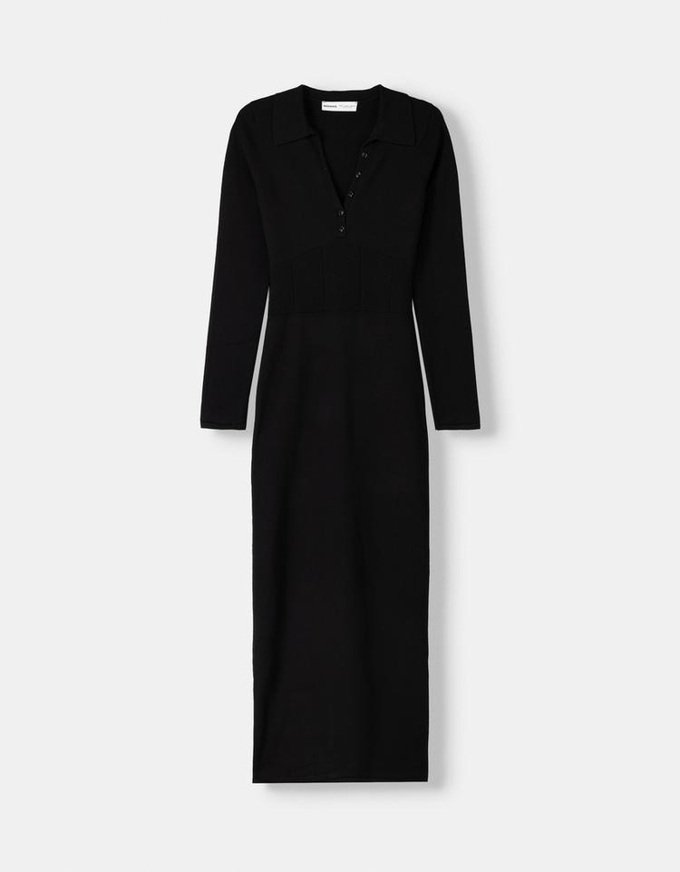 Polo yaka midi elbise