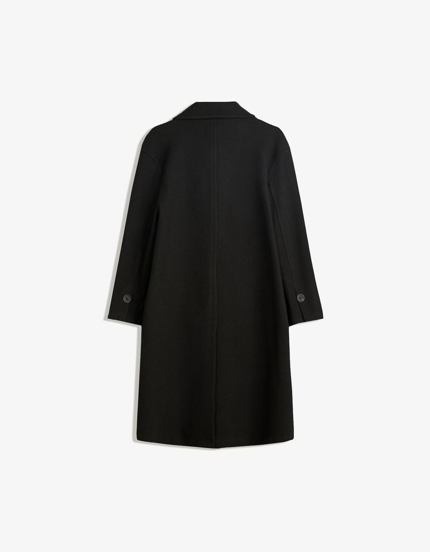 Manteau long doux-Noir