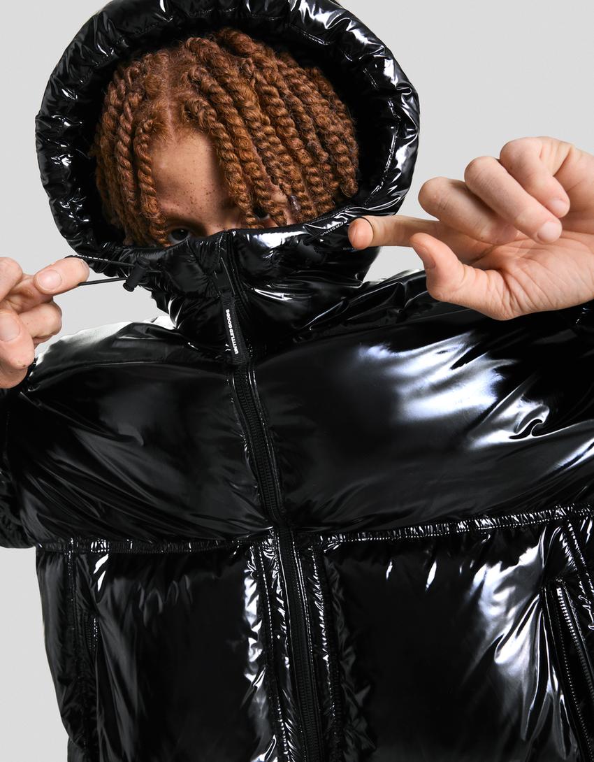 Hooded puffer jacket-Black