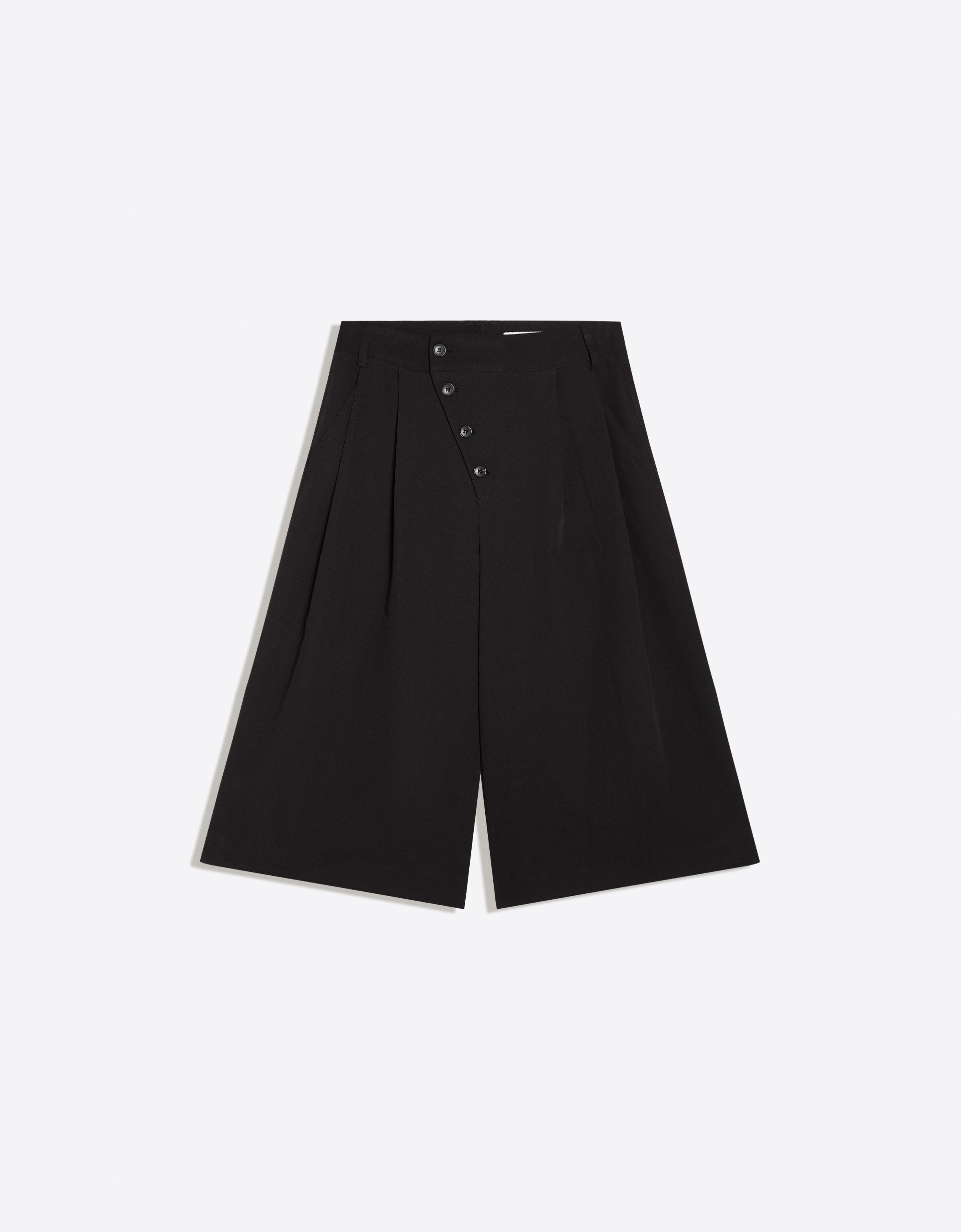 Culotte Bermuda shorts with crossed buttons — Black