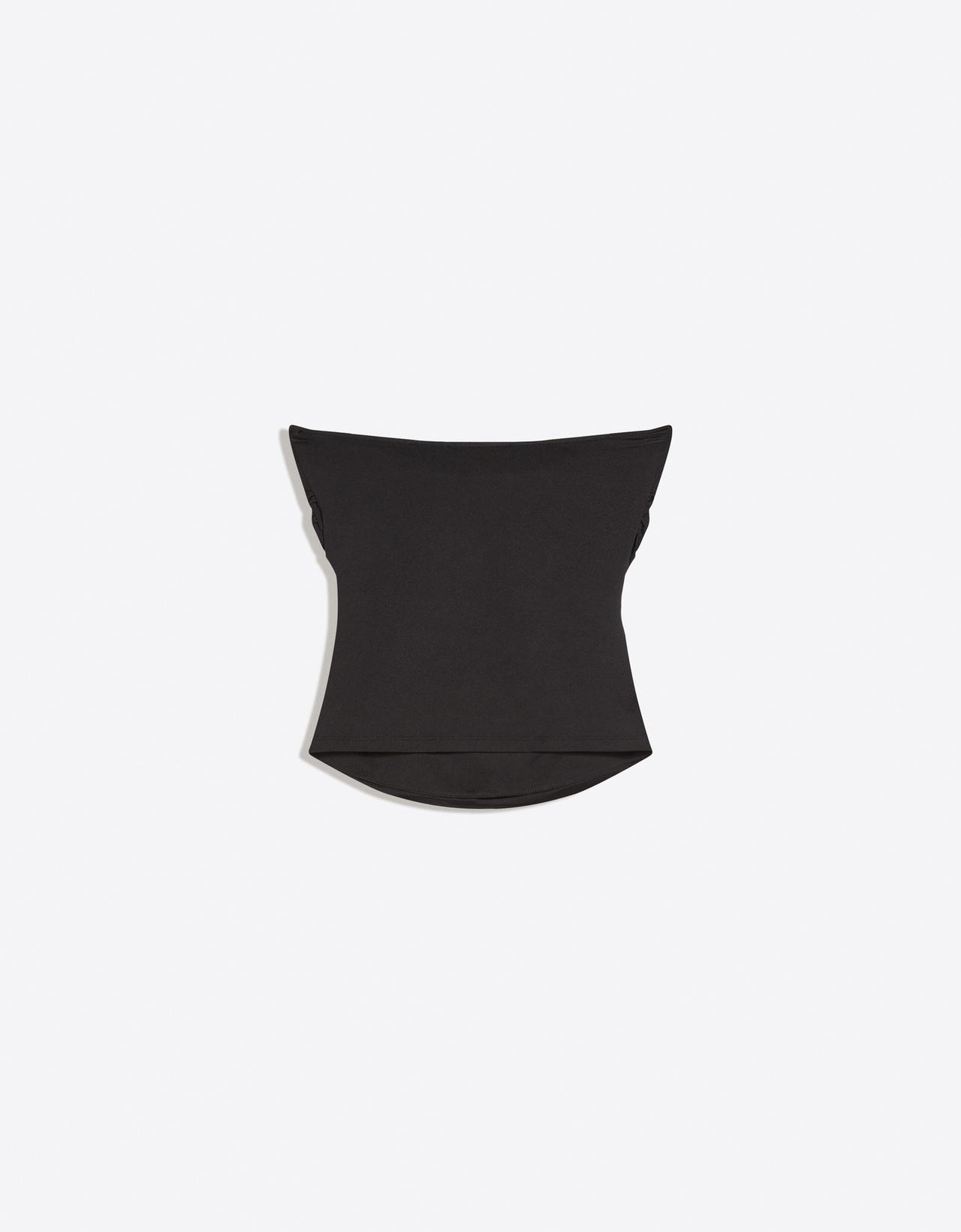 Ruched polyamide bandeau top — Black