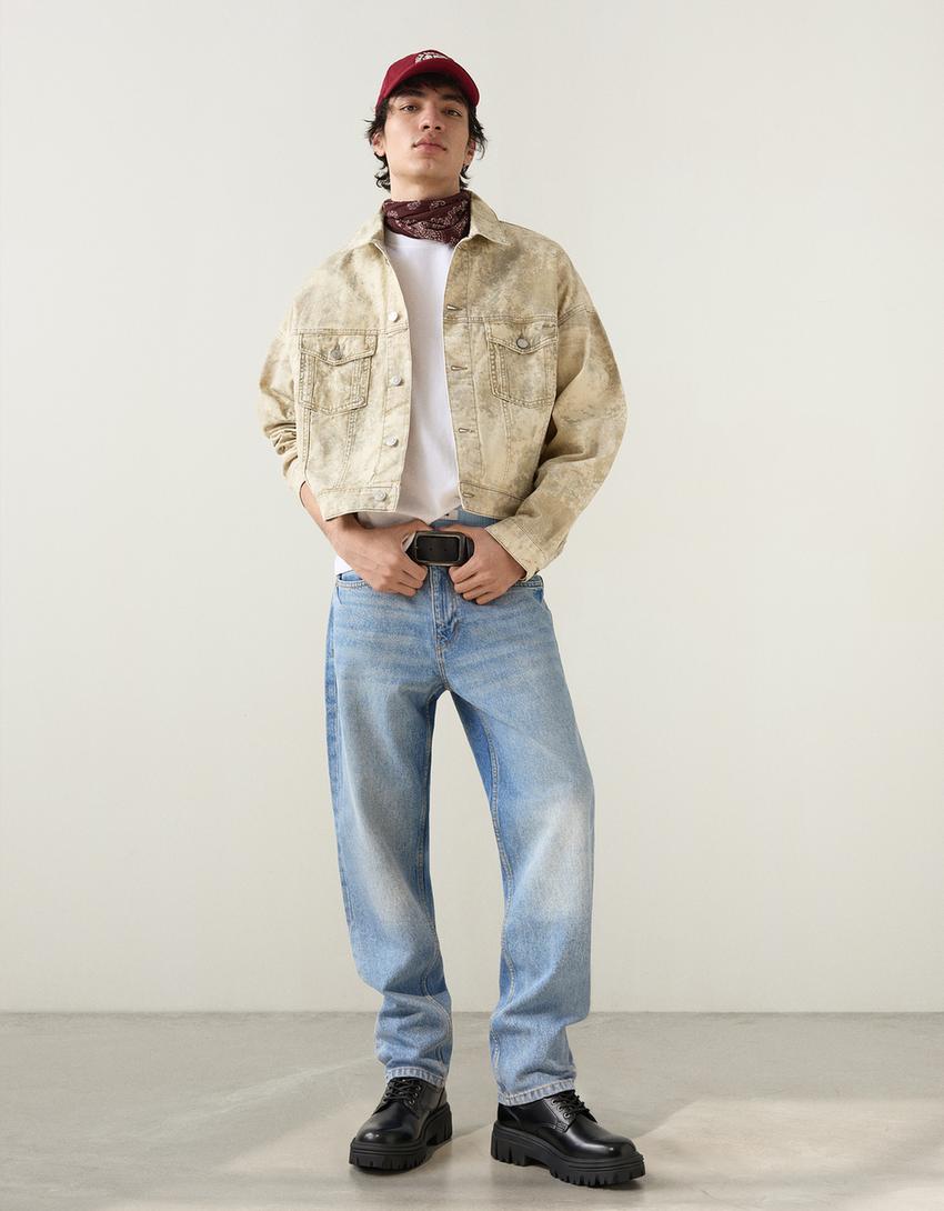 Straight fit jeans-Gewassen blauw