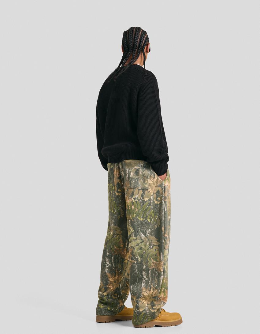 Pantaloni balloon fit print-Verde