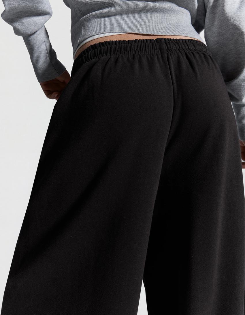 Pantalón barrel felpa stoppers-Negro