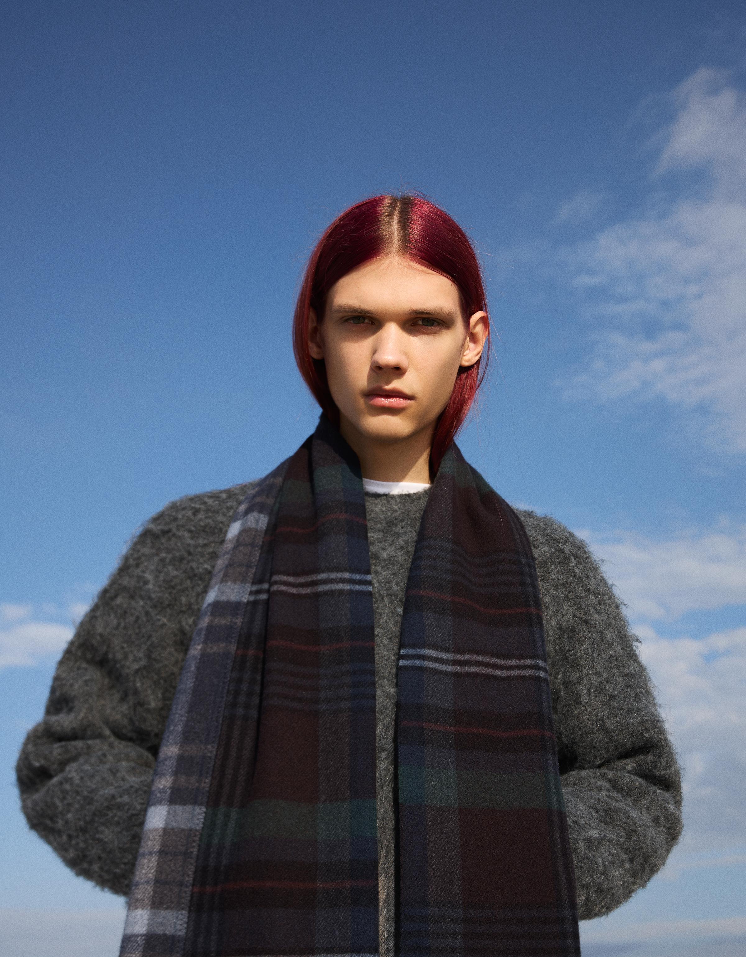 Bershka Karierter Schal Herren Blau