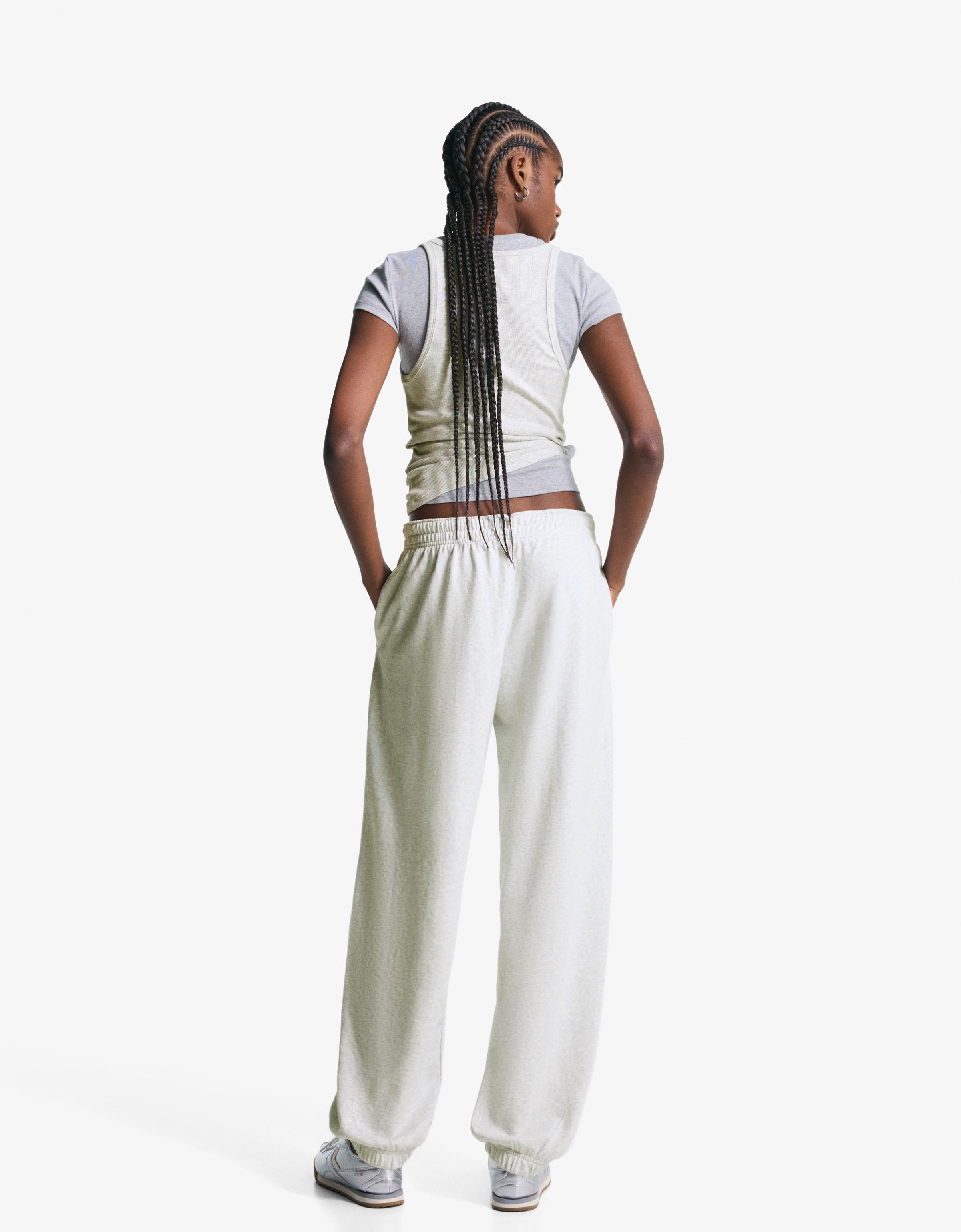 Bershka Joggerhose Aus Plüsch Damen Xl Grau