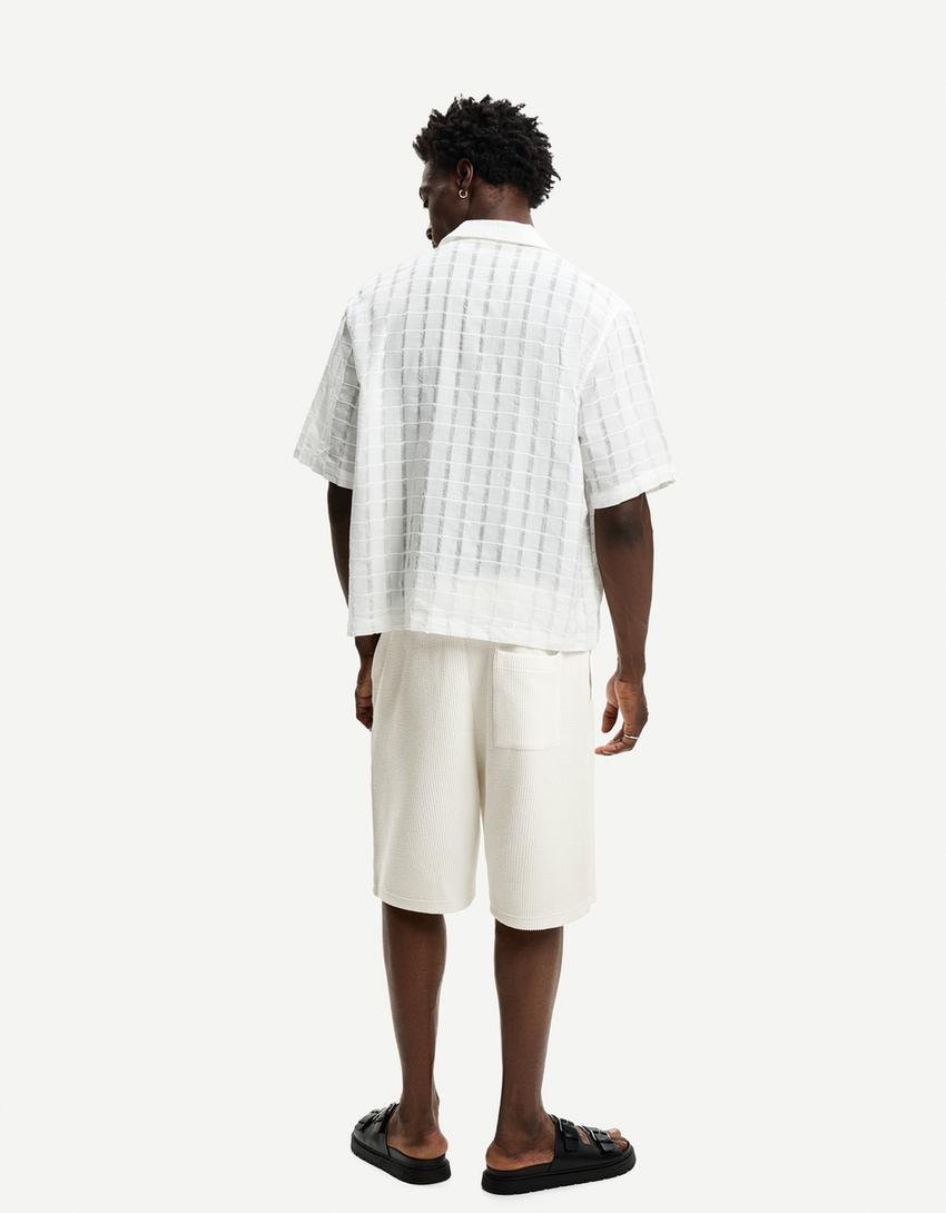 Bermuda texturée-Blanc