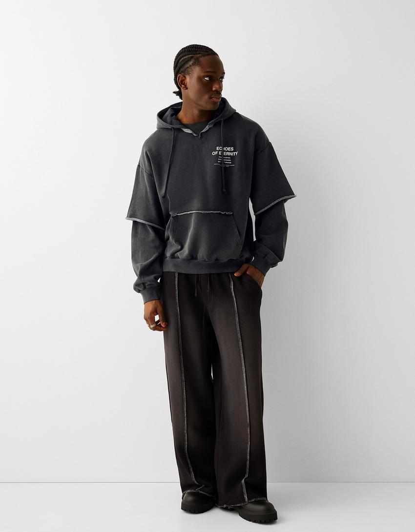 Sweat capuche imprimé-Gris-3