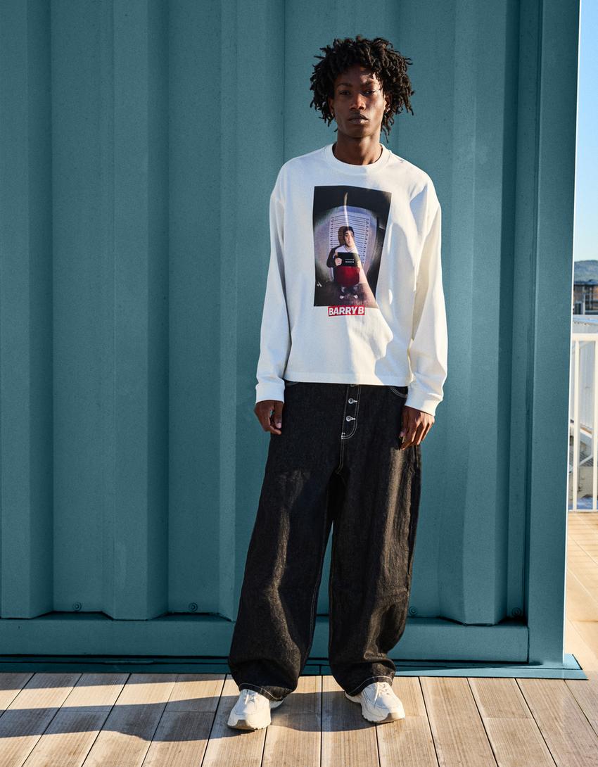 T-shirt Barry B de manga comprida com estampado-Gelo